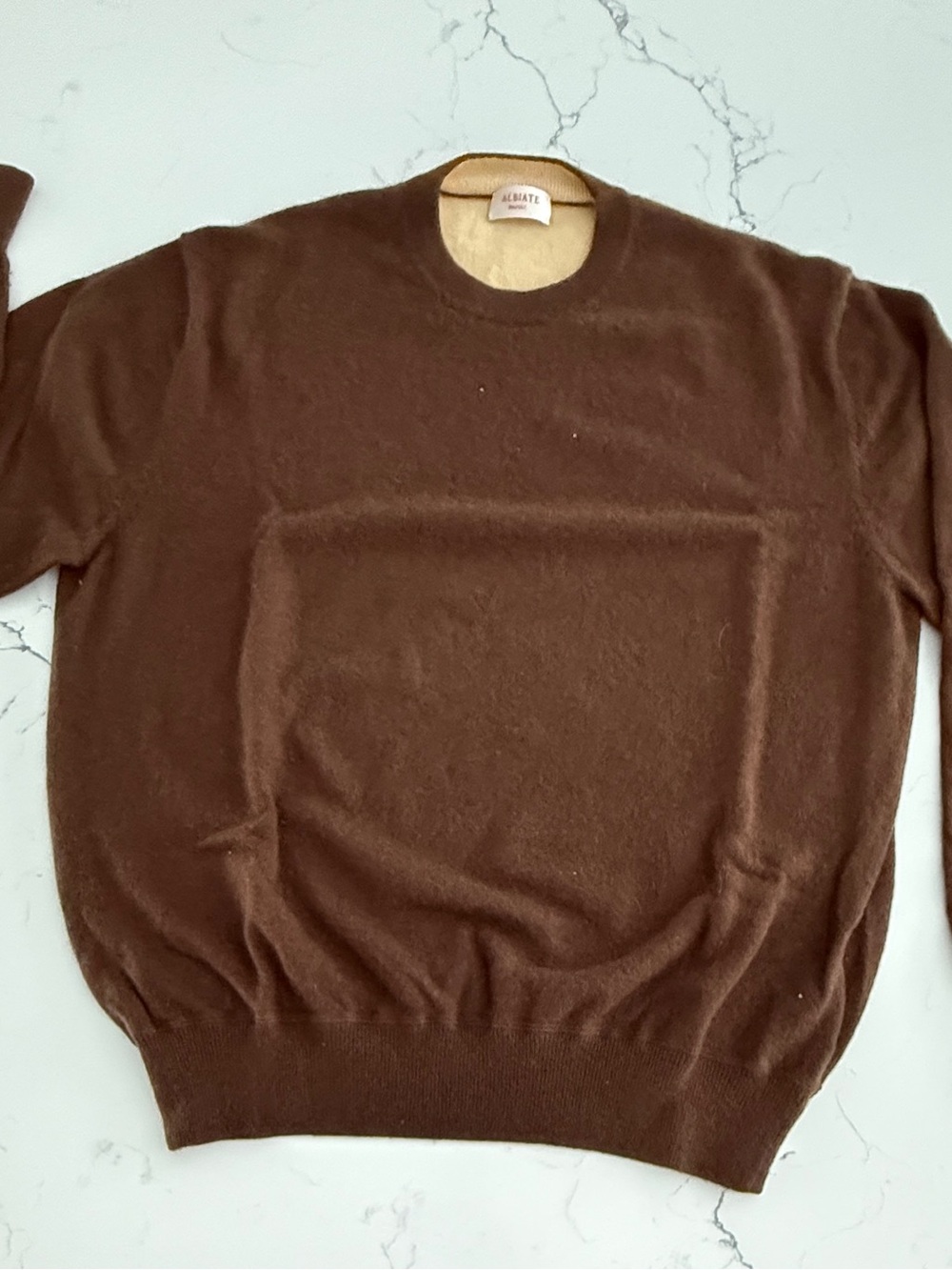 Brown Crewneck 100% Cashmere Sweater - Men's